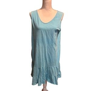 FRESH PRODUCE Swimming Pool BLUE MELODY Slub Cotton‎ Flounce Dress Size Medium